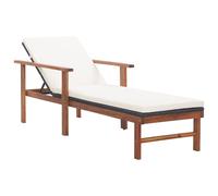 vidaXL Chaise longue et coussin Résine tressée et bois d'acacia Gris
