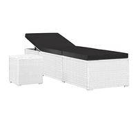 vidaXL Chaise Longue et Table à Thé Chaise Longue de Jardin Chaise Longue de Patio Chaise Longue de Terrasse Extérieur Résine Tressée Blanc