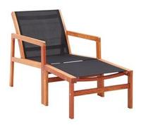 vidaXL Chaise longue - Eucalyptus solide et textilène - Noir Noir G