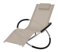 vidaXL Chaise Longue Géométrique Extérieur Chaise Longue de Jardin Chaise Longue de Patio Chaise Longue de Balcon Plage Acier Crème