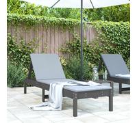 Chaise Longue, Siège avec Dossier Réglable, Bain de Soleil, Transat de Jardin Terrasse Balcon, Scandinave, Gris Bois Massif de Pin