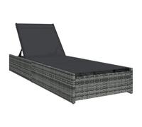 vidaXL Chaise Longue Grise 60x200x27 cm en Poly Rattan