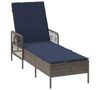 Vidaxl Chaise Longue Grise Pe Rattan 157 X 55 X 92 Cm Pliable