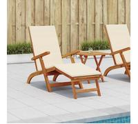 vidaXL Lot de 2 chaises longues pliantes en acacia massif réglables crème - Extérieur