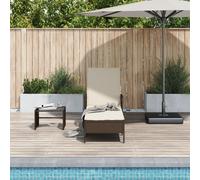 Vidaxl Chaise Longue Marron Et Crème Rattan Pe 157 X 55 X 92 Cm Pliable