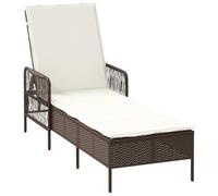 Vidaxl Chaise Longue Marron Et Crème Rattan Pe 157 X 55 X 92 Cm Pliable