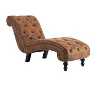Chaise Longue Cuir Suède Synthétique Marron Avec Design Ergonomique & Détails Capitonnés Marron