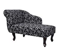 vidaXL Chaise Longue Motif Floral Tissu Noir Blanc Salon Chambre à Coucher