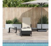 Vidaxl Chaise Longue Noir Et Crème Pe Rattan 157 X 55 X 92 Cm
