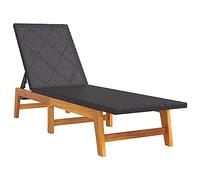 vidaXL Chaise Longue Noir/Marron Résine tressée/Bois Massif d'acacia