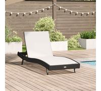 Vidaxl Chaise Longue Noir Poly Rattan Et Textilène