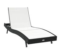 vidaXL Chaise Longue Noir Poly Rattan et Textilène