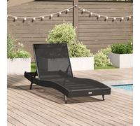 Vidaxl Chaise Longue Noire En Poly Rattan Et Textilène
