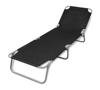Vidaxl Chaise Longue Pliable Acier Enduit De Poudre Noir