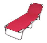 vidaXL Chaise Longue Pliable Acier Enduit de Poudre Rouge