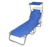 vidaXL Chaise Longue Pliable avec Auvent Acier et Tissu Transat de Jardin