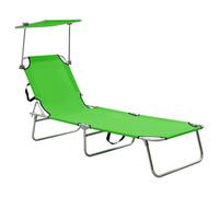 Chaise longue pliable avec auvent acier vert pomme