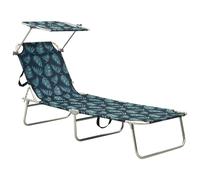 Vidaxl Chaise Longue Pliable Avec Auvent Motif De Feuilles Aluminium