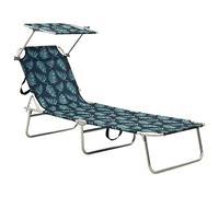 vidaXL Chaise longue pliante avec auvent – Acier motif de feuilles