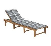vidaXL Chaise longue pliable avec coussin – Bois d'acacia solide