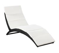 Vidaxl Chaise Longue Pliable Avec Coussin Résine Tressée Noir Noir