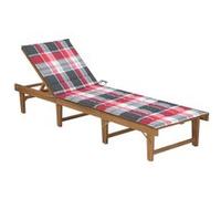 vidaXL Chaise Longue Pliable avec Coussin Bain de Soleil de Jardin Transat de Patio Chaise Longue de Terrasse Plage Extérieur Bois d'Acacia Massif G