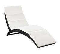 vidaXL Chaise longue pliable avec coussin Résine tressée Noir