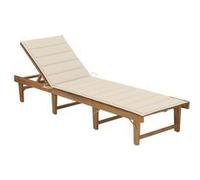 Chaise Longue Pliable avec Coussin Bain de Soleil d'Extérieur Chaise Longue de Terrasse Transat de Patio Jardin Plage Bois d'Acacia Massif