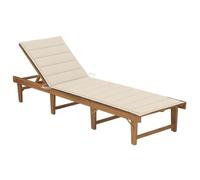 vidaXL Chaise longue pliable avec coussin Bois d'acacia solide
