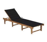 Vidaxl Chaise Longue Pliable Avec Coussin Bois D'acacia Solide