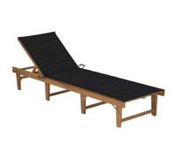 Vidaxl Chaise Longue Pliable Avec Coussin Bois D'acacia Solide Noir