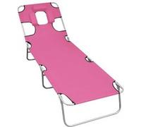 vidaXL Chaise longue pliable avec coussin de tête Acier Rose magento310333 Rose G