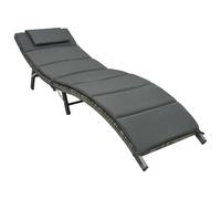 Vidaxl Chaise Longue Pliable Avec Coussin Résine Tressée Gris Gris