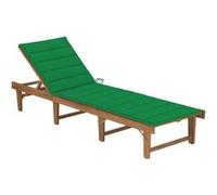 vidaXL Chaise Longue Pliable avec Coussin Transat de Jardin Bain de Soleil d'Extérieur Chaise Longue de Terrasse Patio Plage Bois d'Acacia Massif G