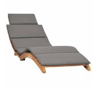 vidaXL Chaise Longue Pliable avec Coussin Transat de Jardin Chaise Longue d'Extérieur Bain de Soleil de Patio Gris Foncé Bois de Teck