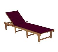 vidaXL Chaise Longue Pliable avec Coussin Transat de Patio Bain de Soleil de Jardin Chaise Longue de Terrasse Extérieur Plage Bois d'Acacia Massif