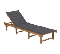 vidaXL Chaise Longue Pliable avec Coussin Transat de Patio Bain de Soleil d'Extérieur Chaise Longue de Terrasse Jardin Plage Bois d'Acacia Massif G