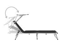 vidaXL Chaise longue pliable avec protection solaire Alu et Textilène noir