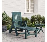 vidaXL Chaise Longue Pliable avec Roues, Fauteuil avec Dossier Réglable, Bain de Soleil, Lit de Bronzage, Transat de Jardin 364697 Vert G