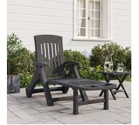 vidaXL Chaise longue pliable avec roues anthracite PP