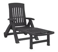 vidaXL Chaise longue pliable avec roues anthracite PP