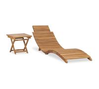 vidaXL Chaise longue pliable avec table Bois de teck solide 310666
