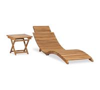 Vidaxl Chaise Longue Pliable Avec Table Bois De Teck Solide