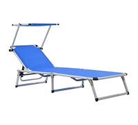 Chaise Longue Pliable Bleu Aluminium Textilène Transat Bain de Soleil vidaXL