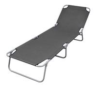 vidaXL Chaise Longue Pliable Dossier Réglable Gris Jardin Bain Soleil Transat 44293