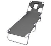 vidaXL Chaise longue pliable et coussin de tête Dossier réglable Gris