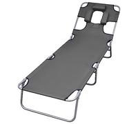 vidaXL Chaise Longue Pliable et Coussin de tête Dossier réglable Gris