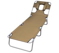 vidaXL Chaise longue pliable et coussin de tête Dossier réglable Taupe