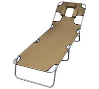 Vidaxl Chaise Longue Pliable Et Coussin De Tête Dossier Réglable Taupe