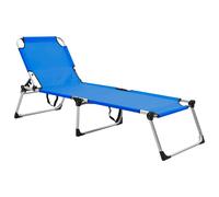 Vidaxl Chaise Longue Pliable Extra Haute Pour Seniors Bleu Aluminium Bleu
